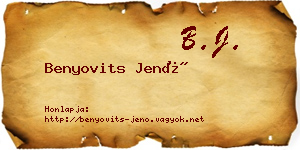 Benyovits Jenő névjegykártya